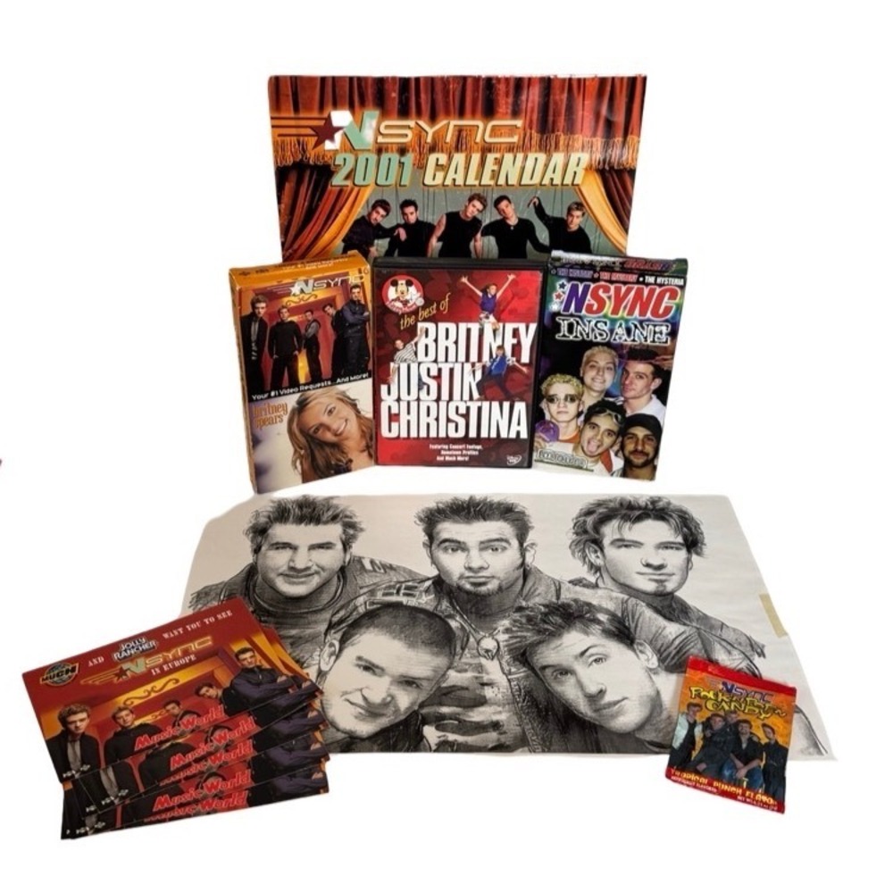 NSYNC LOT 2001 Calendar VHS DVD MuchMusic Postcards Insane MMC Pop Rocks